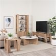 Bianca Light Brown Wood w/ Round Marble Top Coffee Table