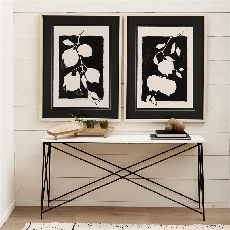Lorlei Marble Top w/ Gray Iron Base Console Table