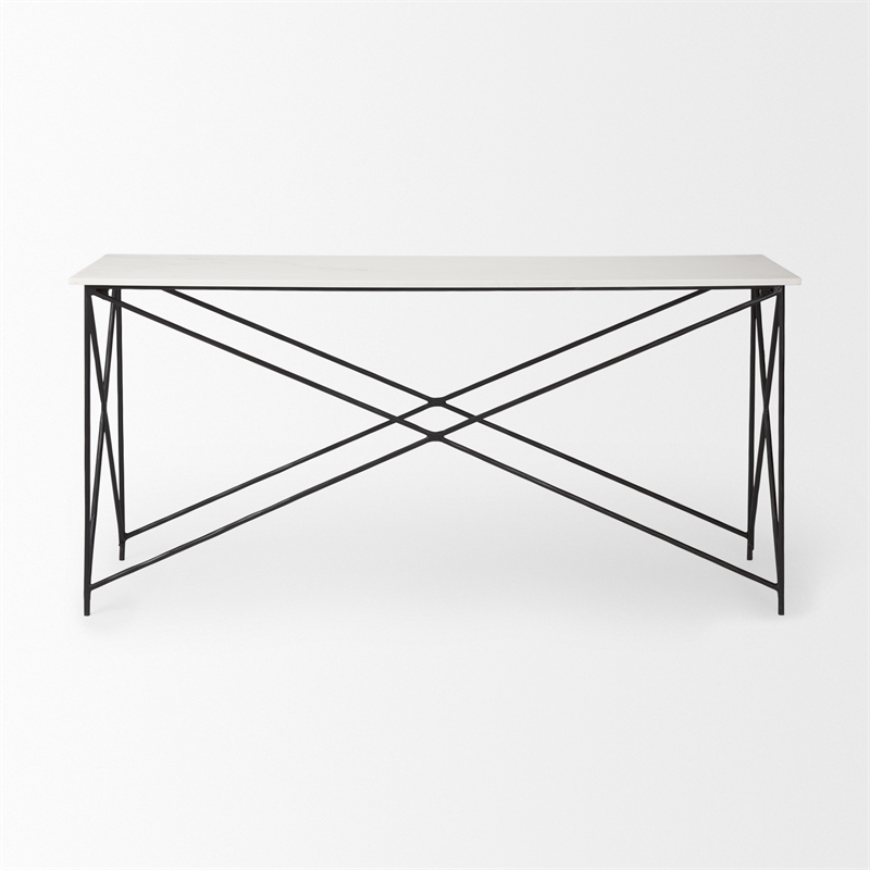 Lorlei Marble Top w/ Gray Iron Base Console Table