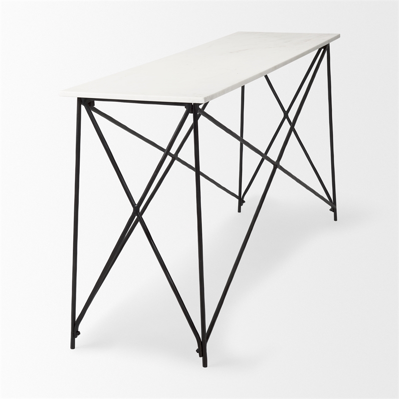 Lorlei Marble Top w/ Gray Iron Base Console Table