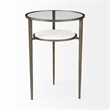 Felicity Glass Top Marble Shelf Gold Base End Table Side Table