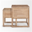 Grier Set of 2 Light Brown Solid Wood w/ Cane Nesting Accent Tables