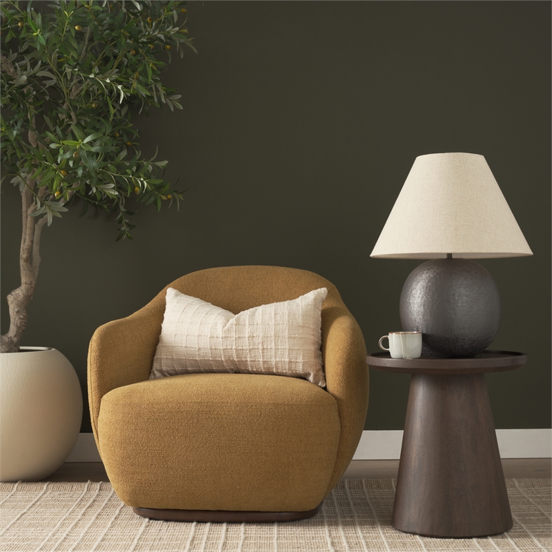 Mercana Furniture Takoda Wood Tapered Drum Accent Table in Dark Brown