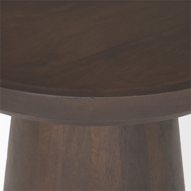 Mercana Furniture Takoda Wood Tapered Drum Accent Table in Dark Brown