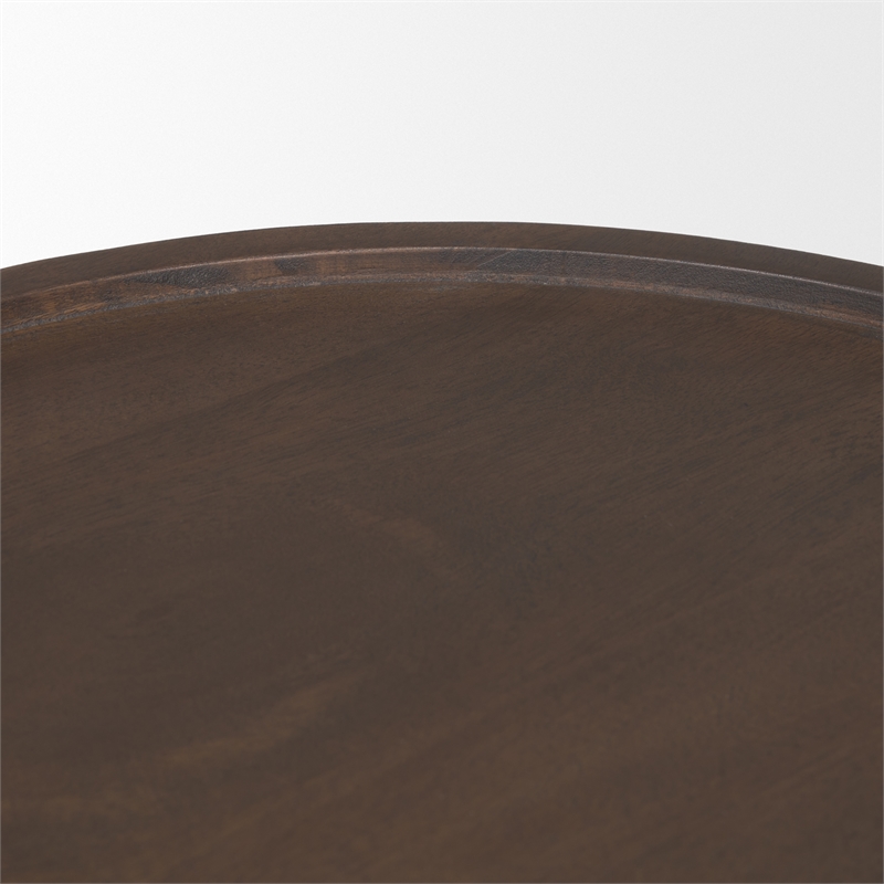 Mercana Furniture Takoda Wood Tapered Drum Accent Table in Dark Brown