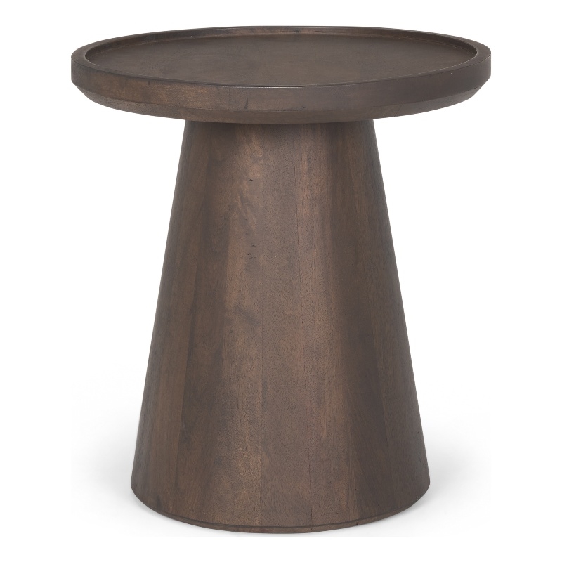 Mercana Furniture Takoda Wood Tapered Drum Accent Table in Dark Brown
