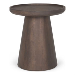 Mercana Furniture Takoda Wood Tapered Drum Accent Table in Dark Brown