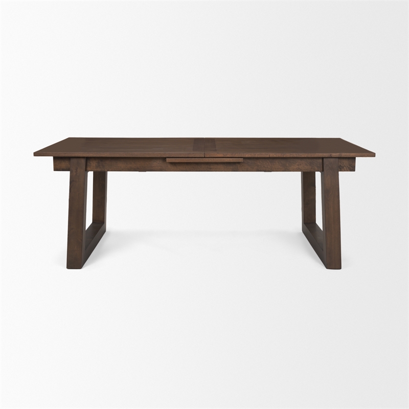 Takota Dark Brown Rectangular Oak Wood Birch Wood Legs Extendable Dining Table