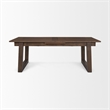 Takota Dark Brown Rectangular Oak Wood Birch Wood Legs Extendable Dining Table