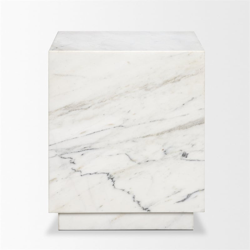 Mercana Matteo Solid White Marble Square Side Table