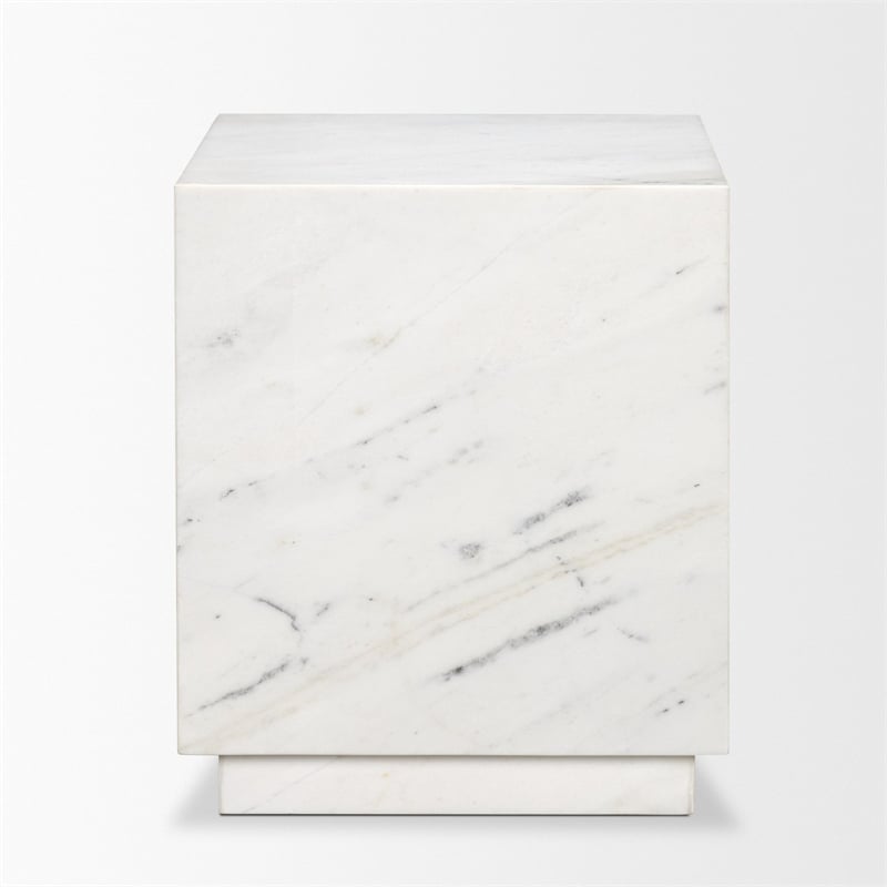 Mercana Matteo Solid White Marble Square Side Table