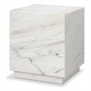 Mercana Matteo Solid White Marble Square Side Table