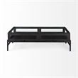 Arelius Rectangular Glass-Top Brown Wood Black Metal Base Coffee Table