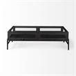 Arelius Rectangular Glass-Top Brown Wood Black Metal Base Coffee Table