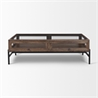 Arelius Rectangular Glass-Top Medium Brown Wood Metal Base Coffee Table