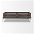 Arelius Rectangular Glass-Top Medium Brown Wood Metal Base Coffee Table