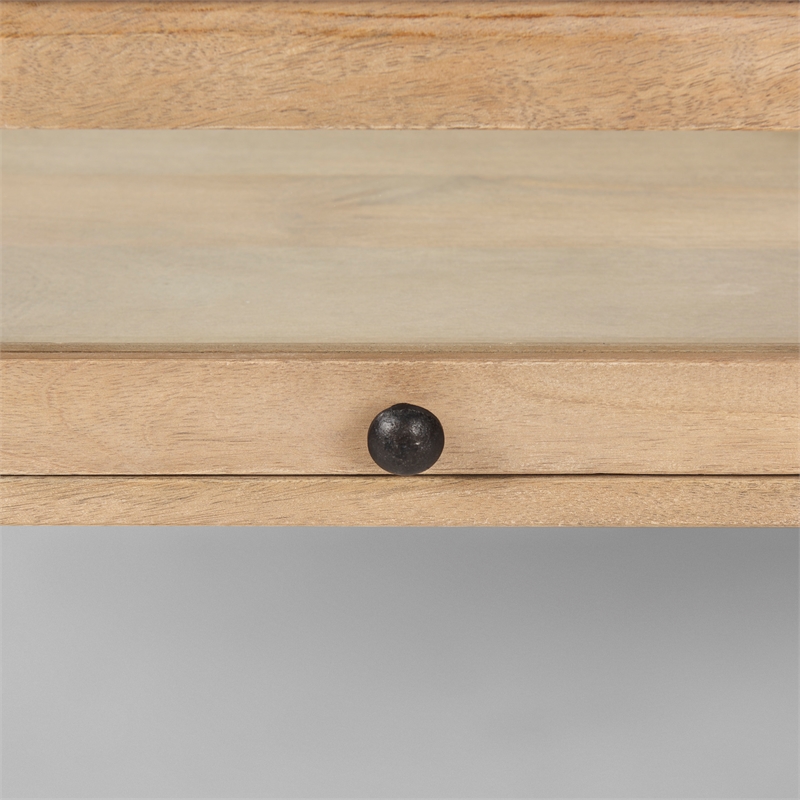 Arelius Rectangular Light Brown Wood Black Metal Base Display Coffee Table
