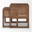 Grier Set of 2 Medium Brown Solid Wood w/ Cane Nesting Accent Tables