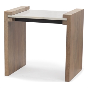 Athens Light Brown Wood w/ White Marble Accent Table
