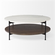 Larkin Round Two-Tier Marble Top Solid Wood Shelf Metal Frame Coffee Table