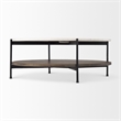 Larkin Round Two-Tier Marble Top Solid Wood Shelf Metal Frame Coffee Table