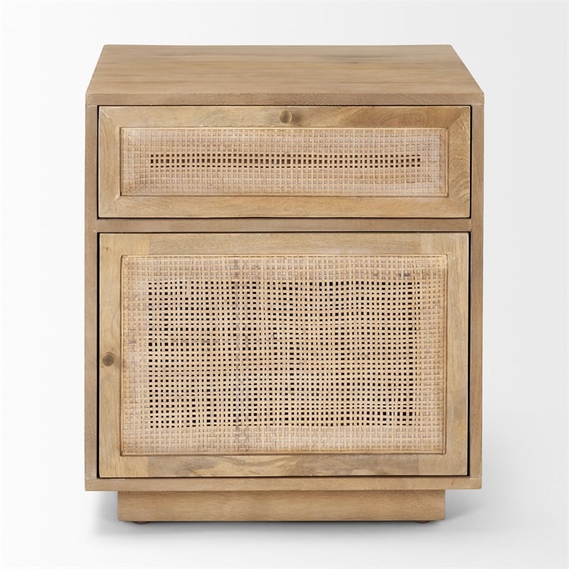 Grier Light Brown Wood w/ Cane End Table