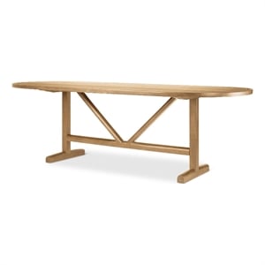 Viktor 94&quotL Light Brown Solid Wood Dining Table