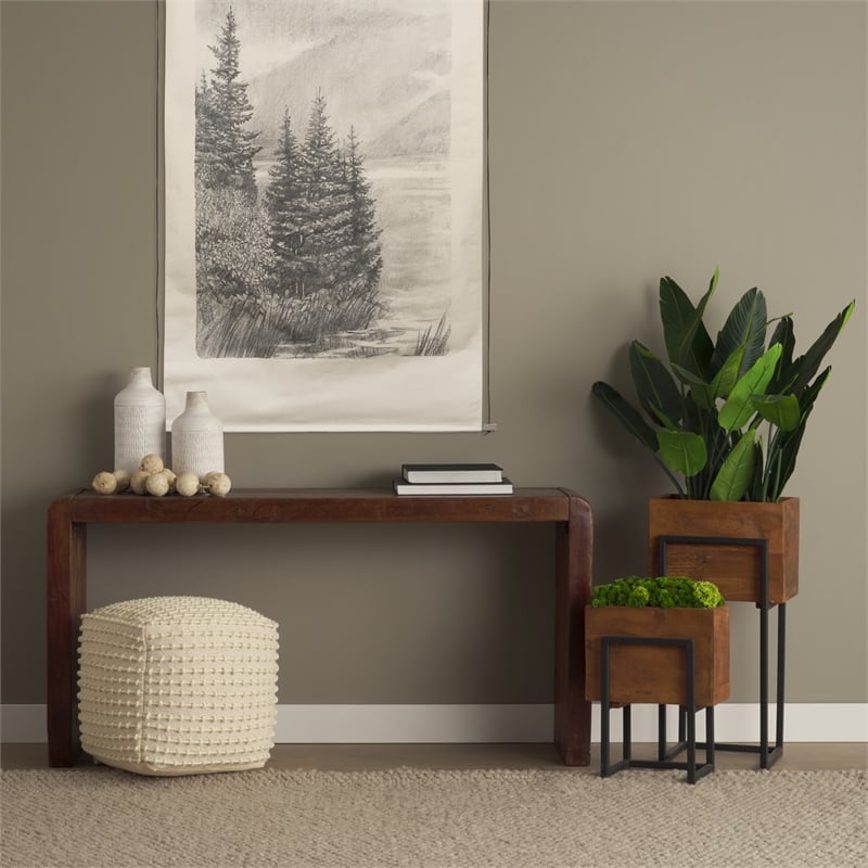 Estelle Rustic Brown Reclaimed Wood Console Table