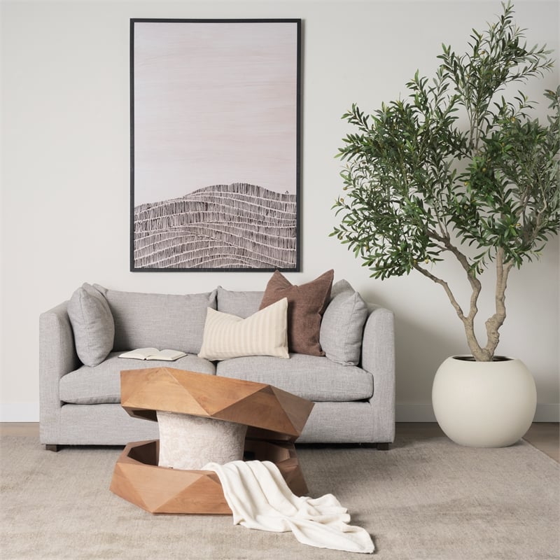 Arreto Hexagonal Hinged Solid Wood Top and Base Coffee Table
