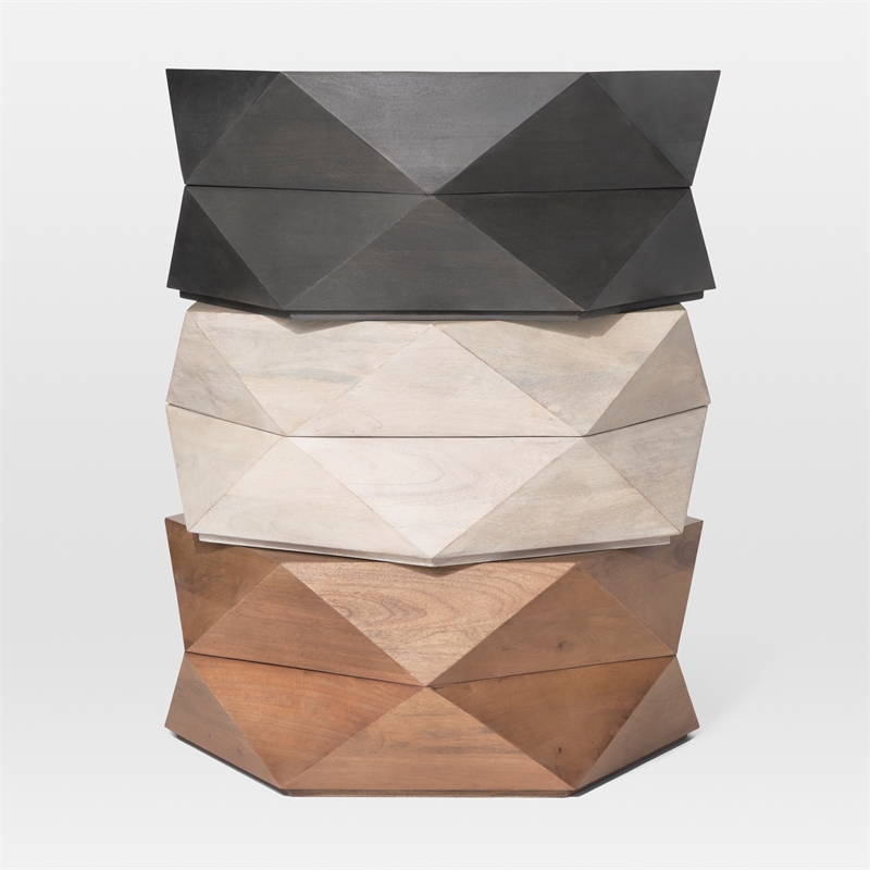 Mercana Arreto Hexagonal Hinged Solid Wood Top and Base Coffee Table in White
