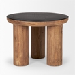 Tucson Natural Wood w/ Round Black Oak Top Side Table