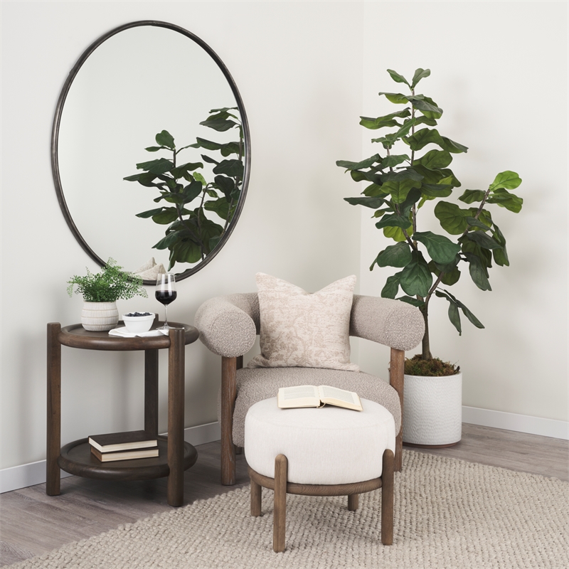 Mercana Furniture Romi Dark Brown Wood w/ Bottom Shelf Round Accent Table