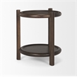 Mercana Furniture Romi Dark Brown Wood w/ Bottom Shelf Round Accent Table