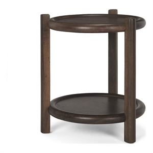 Mercana Furniture Romi Dark Brown Wood w/ Bottom Shelf Round Accent Table