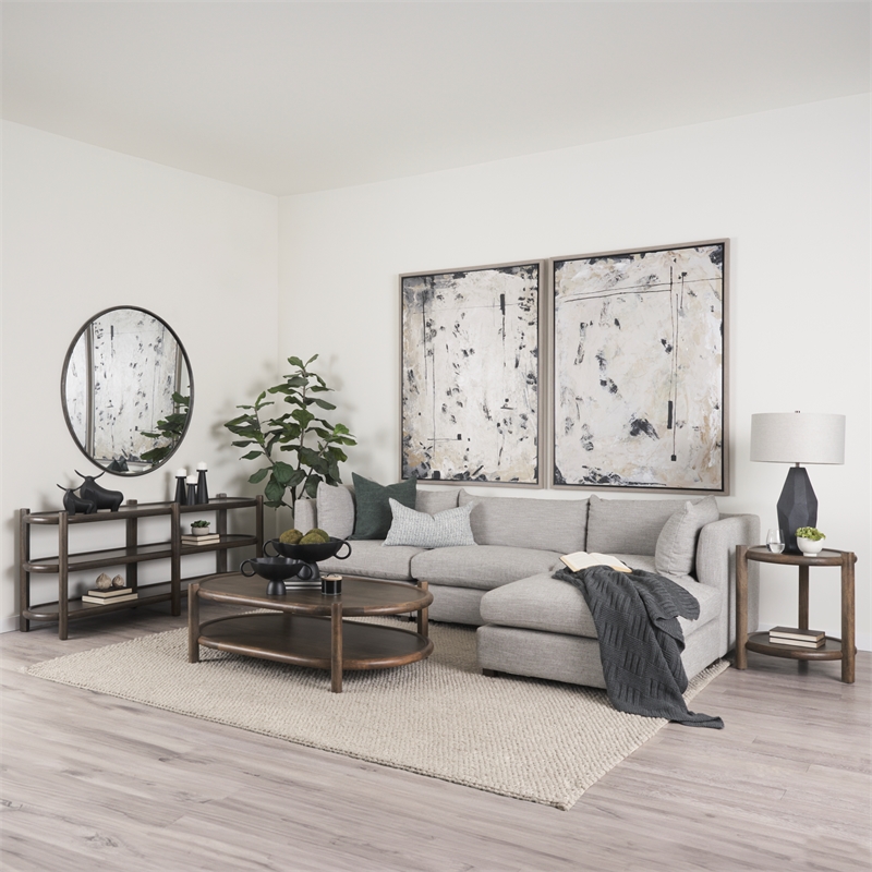 Mercana Furniture Romi Dark Brown Wood w/ Bottom Shelf Oval Coffee Table