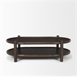 Mercana Furniture Romi Dark Brown Wood w/ Bottom Shelf Oval Coffee Table