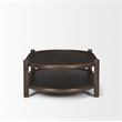Mercana Furniture Romi Dark Brown Wood w/ Bottom Shelf Oval Coffee Table