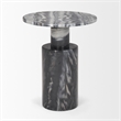 Mercana Taite Solid Dark Gray Marble Pedestal Accent Table
