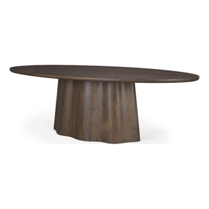 Mercana Furniture Jovani 94&quot Solid Wood Oval Dining Table in Dark Brown
