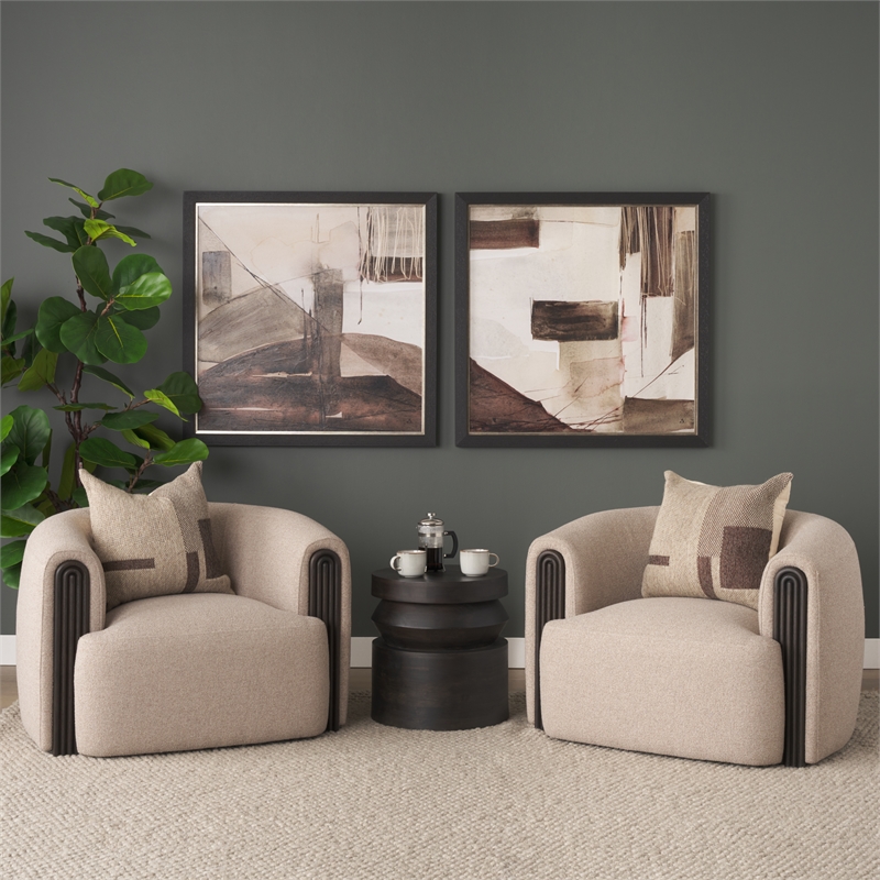 Mercana Rashama Dark Brown Wood Stacked Geometric Round Accent Table