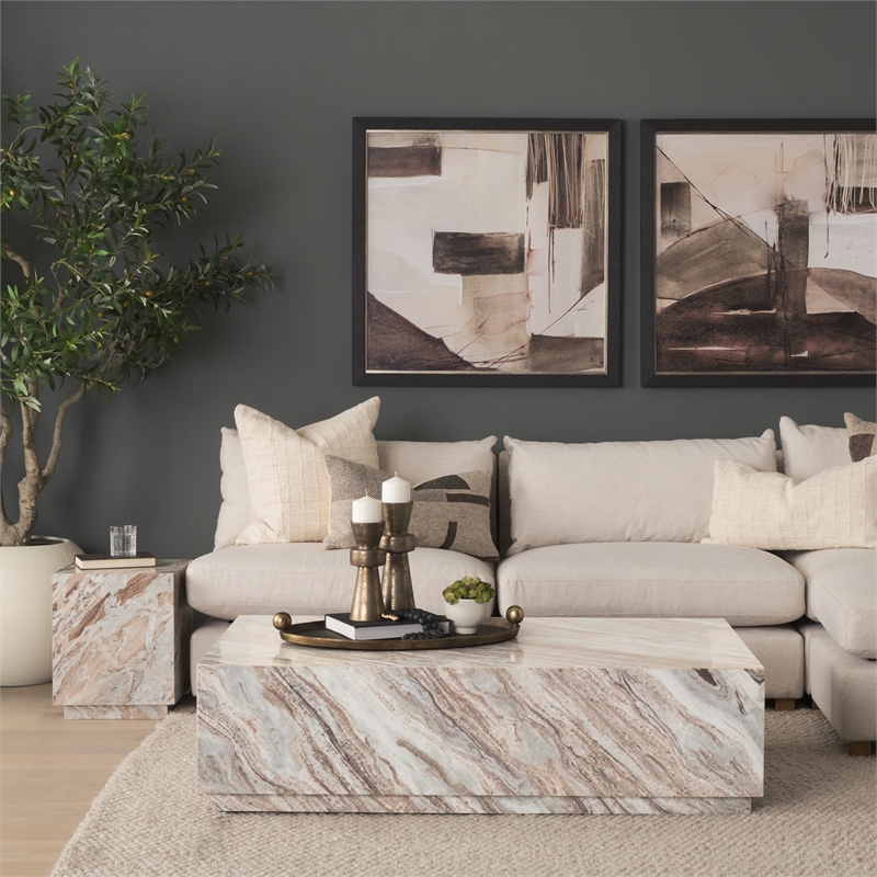 Mercana Matteo Solid Pink Marble Square Side Table