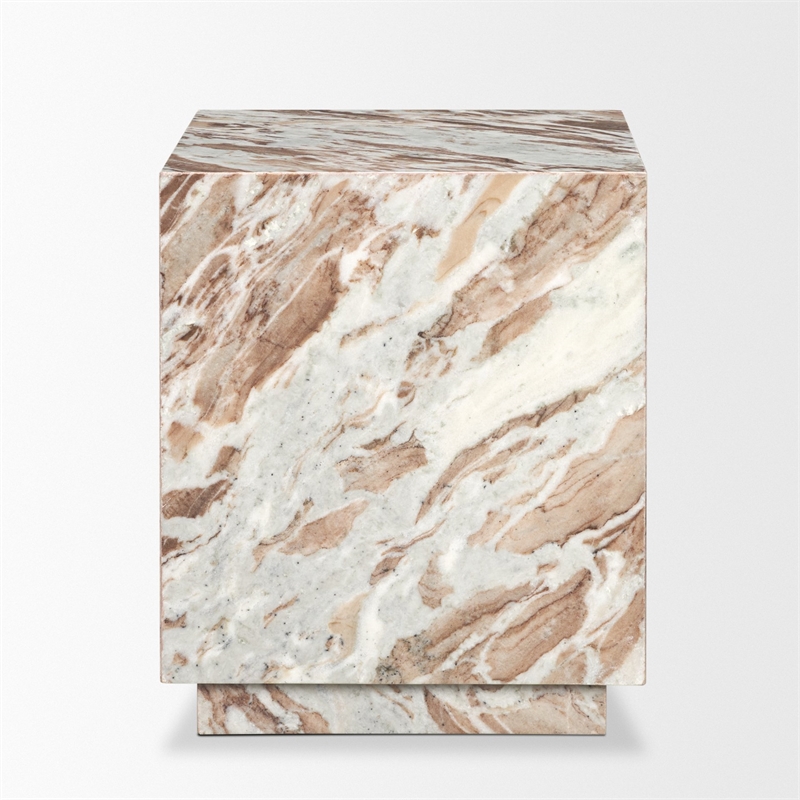 Mercana Matteo Solid Pink Marble Square Side Table
