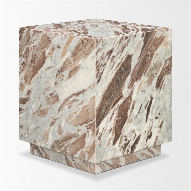 Mercana Matteo Solid Pink Marble Square Side Table