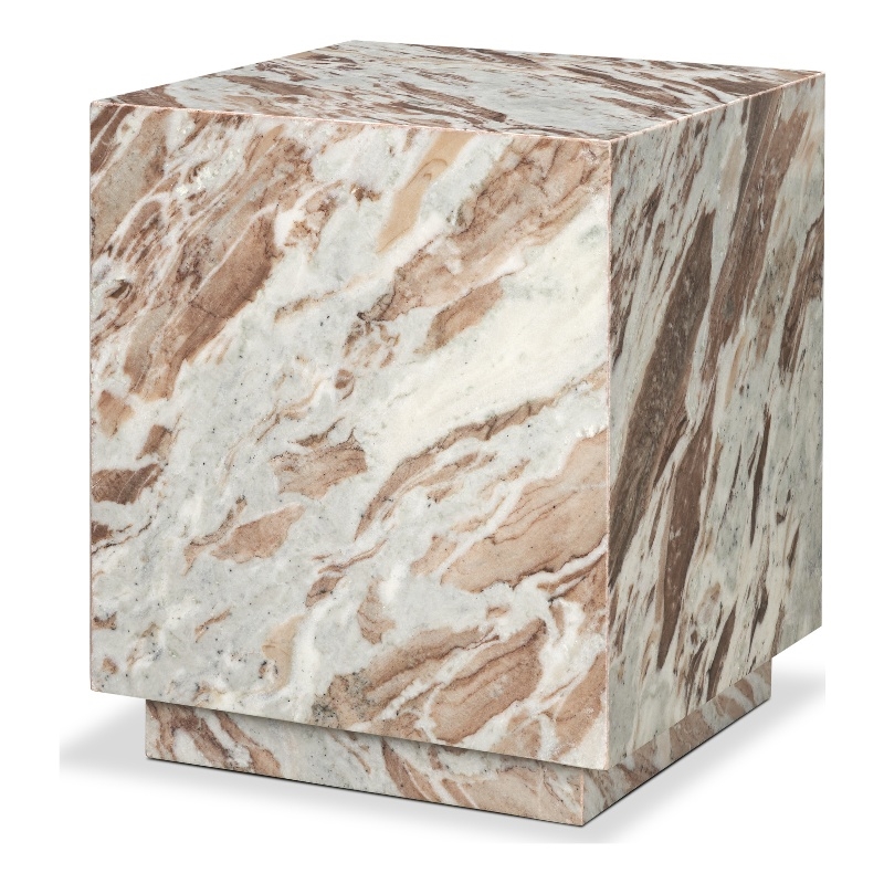 Mercana Matteo Solid Pink Marble Square Side Table