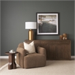 Mercana Cayson Solid Wood Sculptural Round Accent Table in Dark Brown