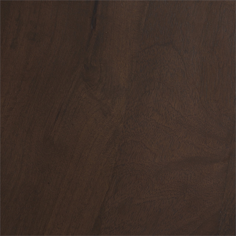 Mercana Cayson Solid Wood Sculptural Round Accent Table in Dark Brown