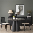 Mercana Furniture Marilyn Forest Marble Black Wood Pedestal Round Dining Table