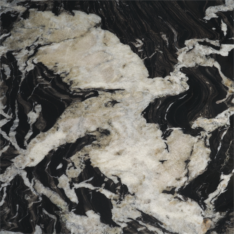 Mercana Furniture Marilyn Forest Marble Black Wood Pedestal Round Dining Table