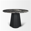 Mercana Furniture Marilyn Forest Marble Black Wood Pedestal Round Dining Table