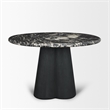 Mercana Furniture Marilyn Forest Marble Black Wood Pedestal Round Dining Table
